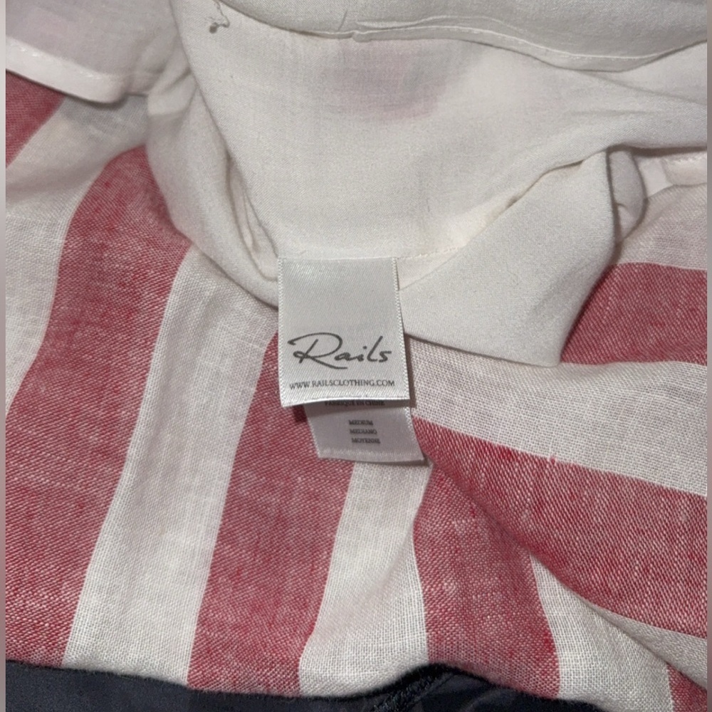 RAILS Seville Stripe Wren Dress Linen-Blend Pockets Mini Relaxed Women's Size M - Picture 9 of 10
